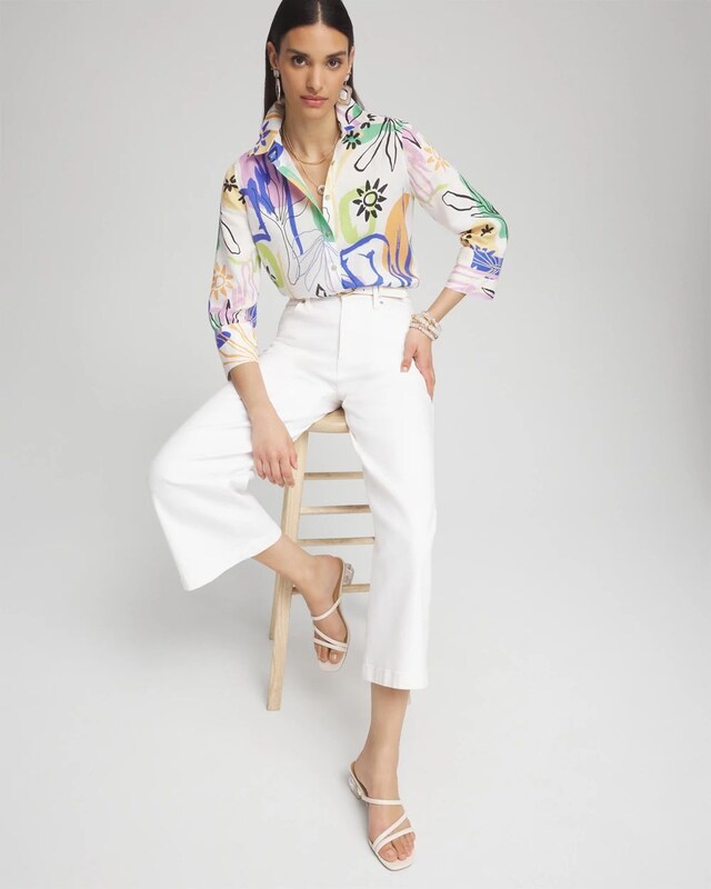 No Iron Linen Surreal 3/4 Sleeve Shirt - image 2